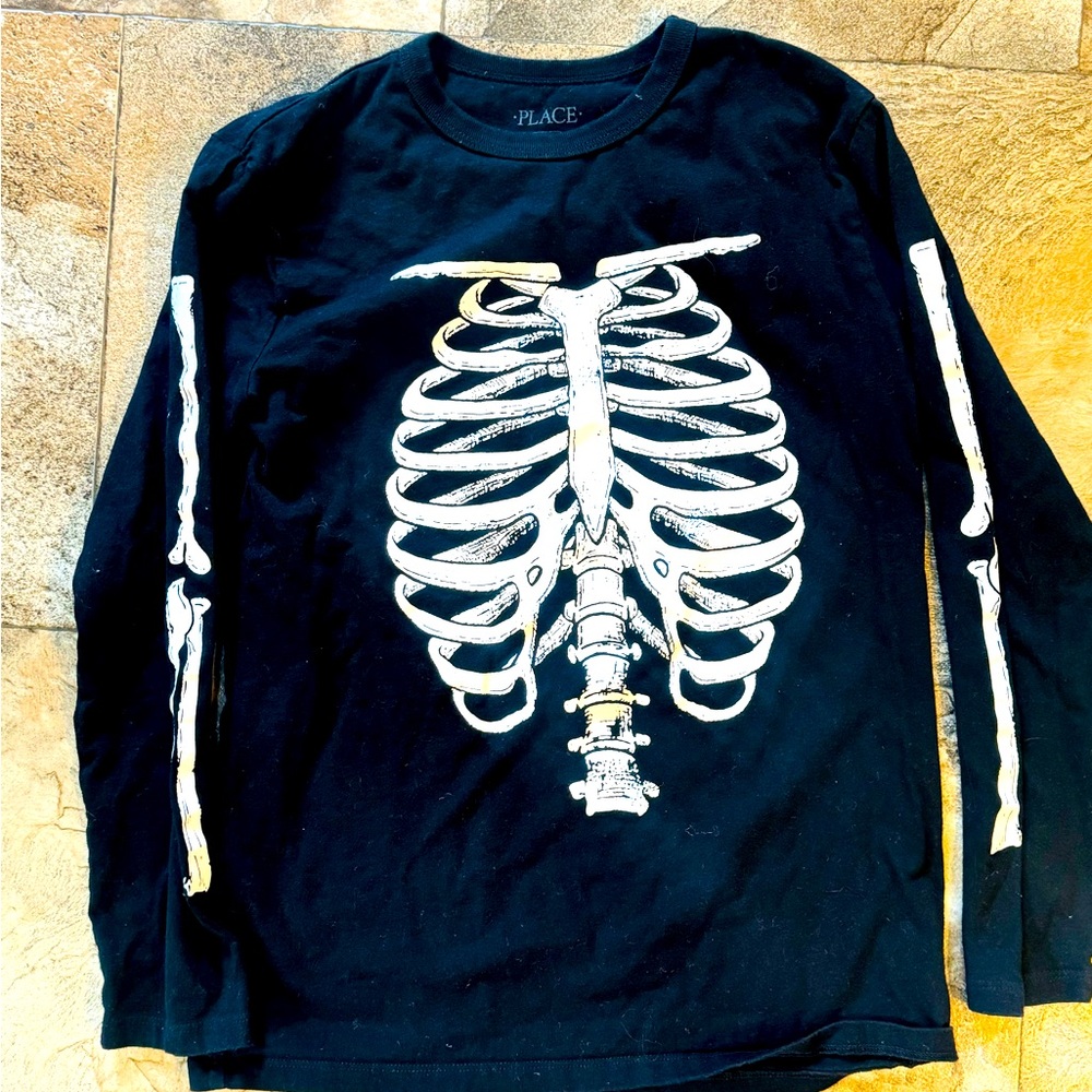 Black Long Sleeve Skeleton T-Shirt